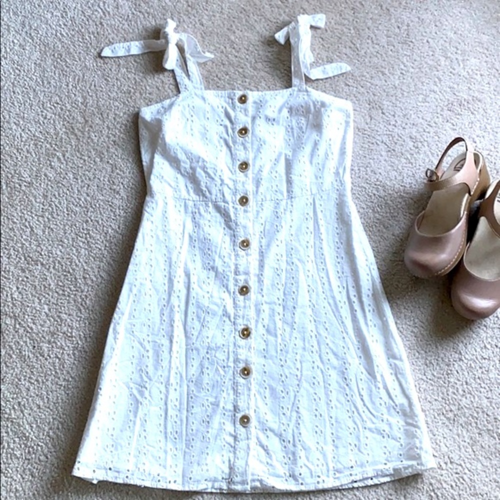 Mango | MNG eyelet tie strap button down  dress